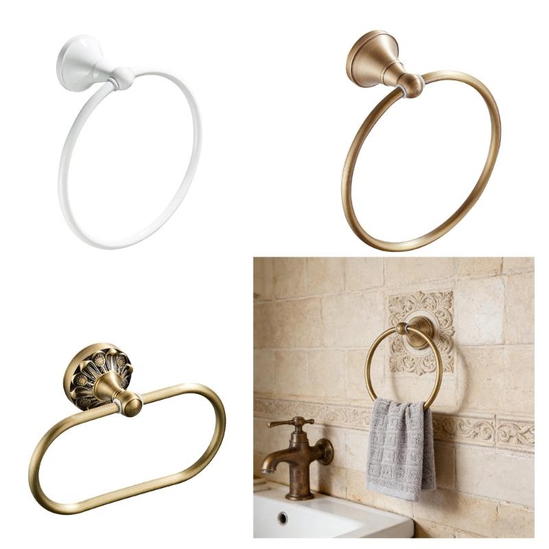 Elegant Oval Metal Towel Rings with Embossed Not Slip Base Stand for Secure Towel Holding In Modern Classical Bathrooms