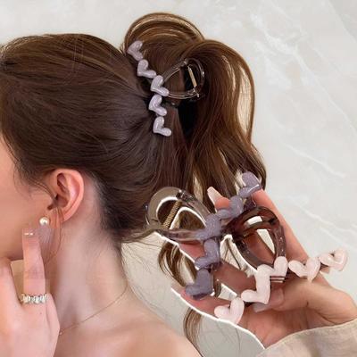 Plastic Heart Claw Clip Korean Style Hair Crab Clip Fairy Love Heart Hair Claw  Daily
