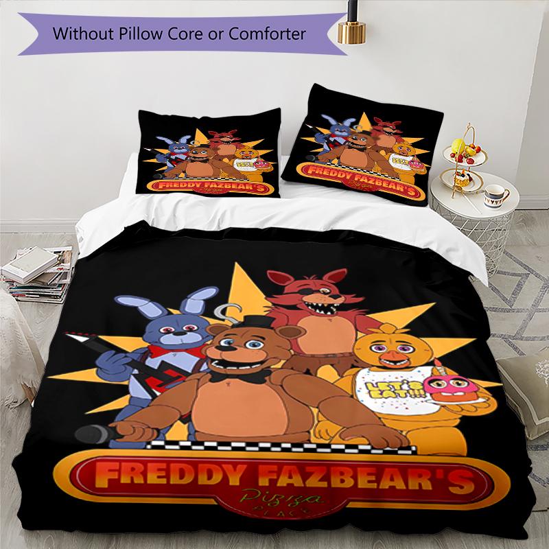 3pcs Five Nights At Freddy's Bedding Set Duvet Cover Closure Includes 1 Duvet Cover & 2 Pillowcases, Soft and Comfortable for All Seasons.