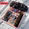 1087Pcs Neutral Color Hair Accessories Kit Multi-Style Ponytail Holders Pack  for Women Girls