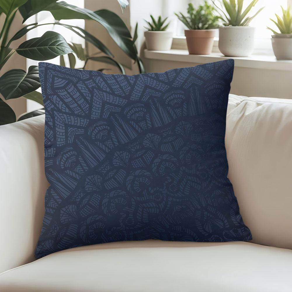 Midnight Geometric Maze Square Jacquard Pillow Cover for Sofa Office Waist Cushion Cover Home Decorative Pillowcase