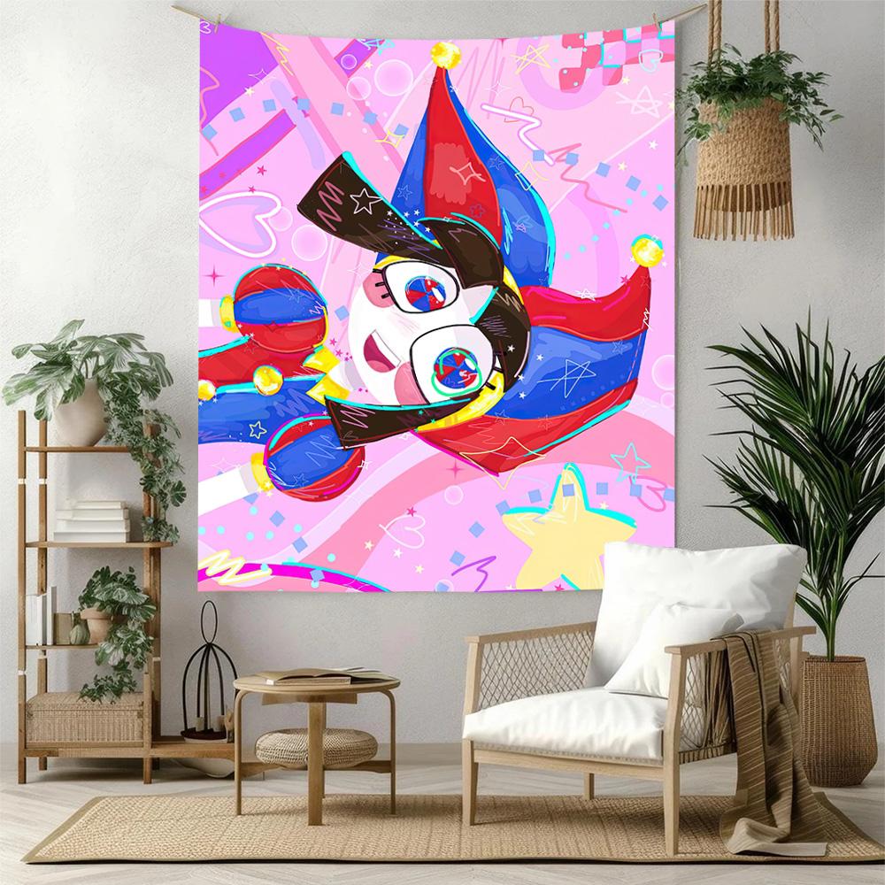 Digital Circus2 Wall Decor Tapestry Art For Pet Memorial Birthdaywedding Party Backdrop Family Gift