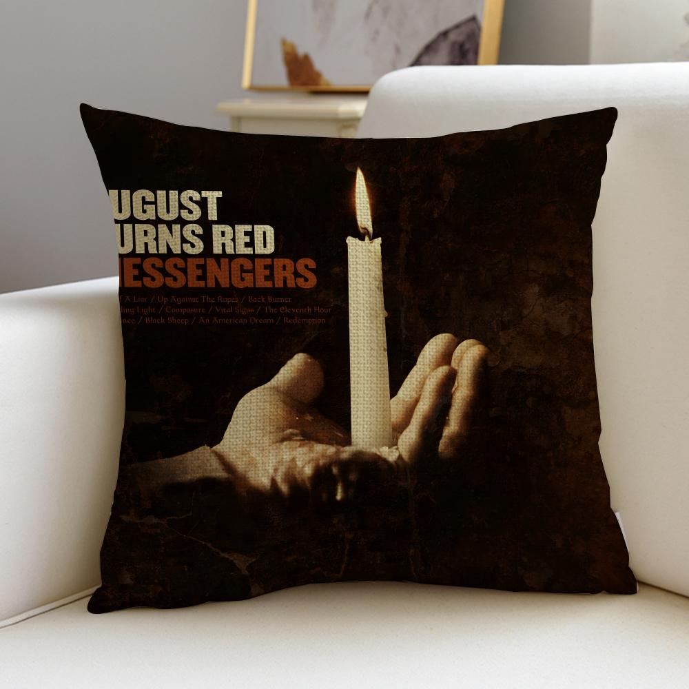Metal AAugust Burns RedS Cushion Cover Breathable and skinfriendly linen pillowcase square removable and washable cushion