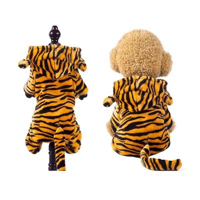 Soft Fleece Pet Dog Clothes Coral Velvet Warm Hoodies Puppy Clothes Tigger Pattern Cartoon Design Dog Jumpsuits Winter Season