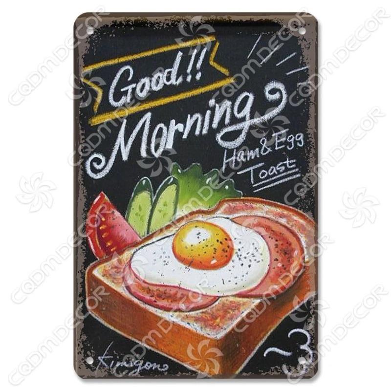 Eat Breakfast at Night Funny Sign, Kitchen Wall Decor Metal Plaque 20x30cm