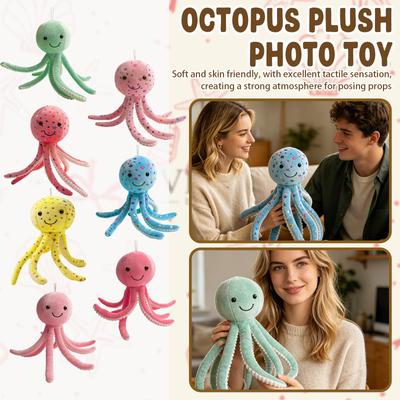Octopus Plush Toy Soft Stuffed Animal Doll with Smiling Face Eight Tentacles for Kids and Adults Home Decoration Gift