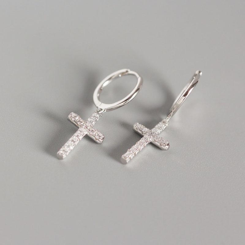 Classic Cross Micro Set Diamond Earrings - Women's Ear Clasp Zirconia Earrings - Versatile and Elegant Earrings