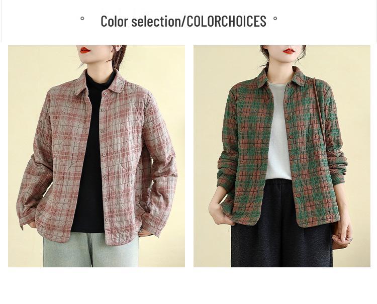 2025 Şık Kapitone Ekose Pamuklu Ceket Gömlek - Kışlık Günlük Yaka Tasarım