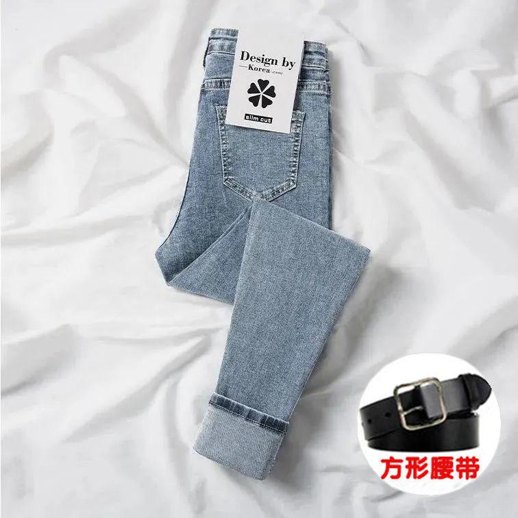 High-waisted jeans, velvet women's winter pants, thin outer wear, thickened trousers, children's tight elastic pencil pants