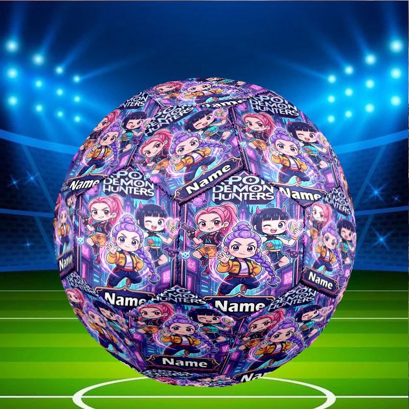 Custom Name Personalized Kpop Demon Hunter Print Size 5 Soccer Ball Training & Match Football, for Team, Kicking, Gift for Football Enthusiasts