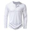 Men's Button Henley Neck Shirt Long Sleeve Casual Button Solid Color T-Shirts