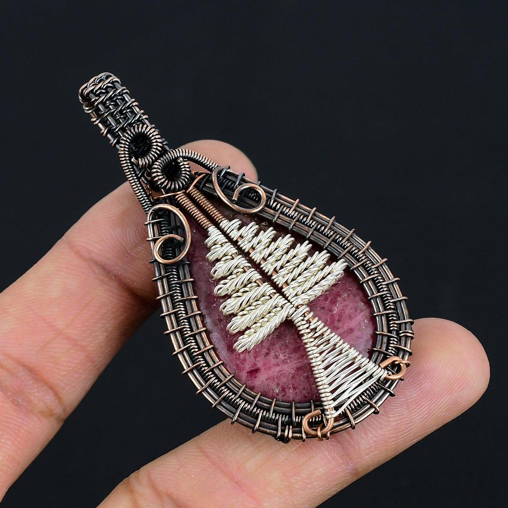 Rhodonite Jewelry, 999 Copper Wire Wrapped Pendant Handmade Gemstone Tree Of Life Jewelry, Gifts For Wife Brand New Pendant
