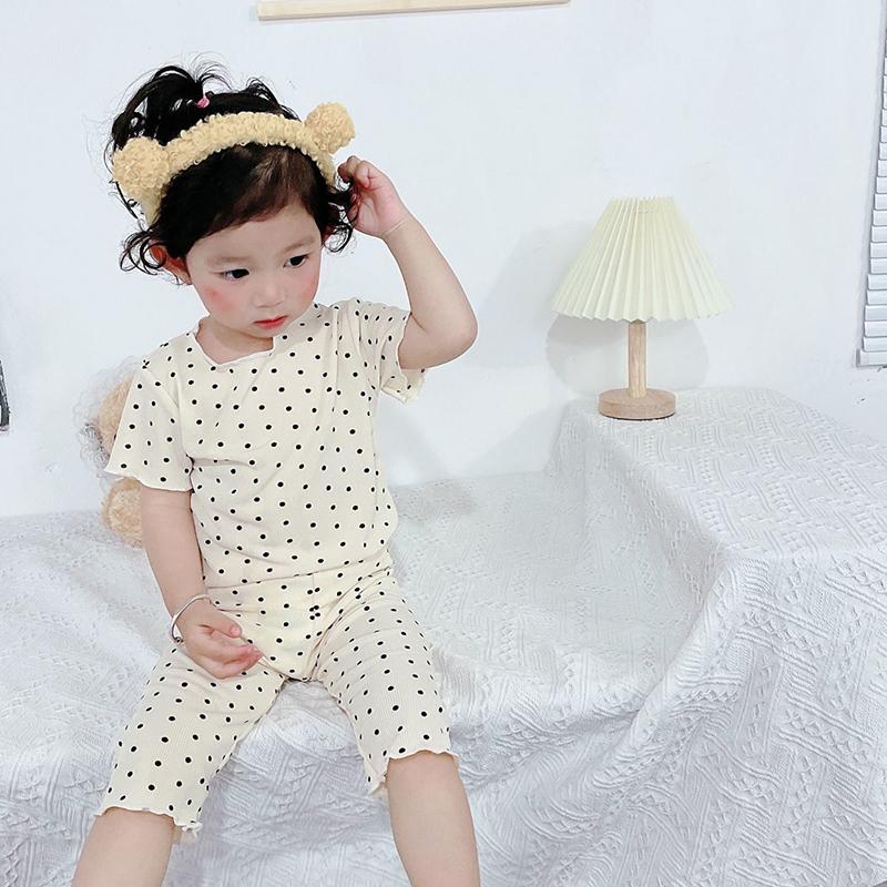Summer Girls' Clothing Set Thin Short Sleeved Top and Pants Two-piece Set