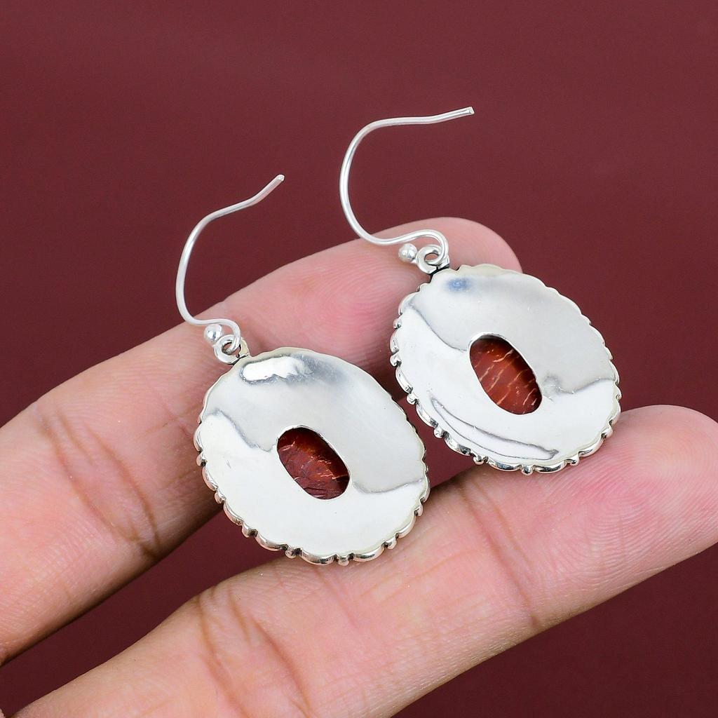 Red Snakeskin Jasper Earrings Vintage Earring 925 Sterling Silver Earring Gemstone Jewelry Dainty Earrings Engagement Gifts Handmade Earring