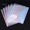 File Pockets 11 Hole Expandable Binder Folders for 2/3/4 Ring Document Pouch, Plastic Envelopes Macaron Color Bags Pocket with Snap Button &