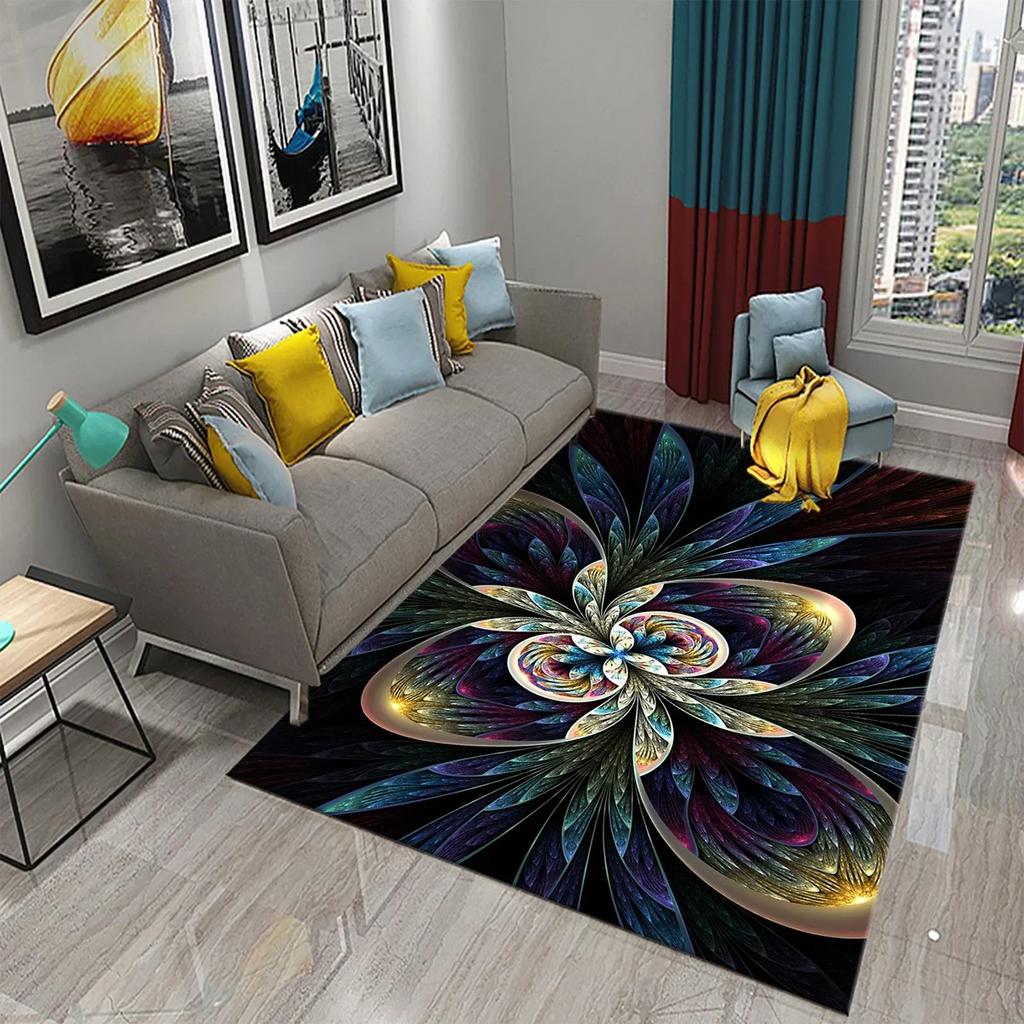 Colorful Surreal Abstract Psychedelic Art Carpet Non Slip Comfort Floor Carpet Home Decor Mat for Living Room Bedroom Area Rugs
