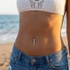 Elegant Body Piercing Jewelry Unique Dangle Belly Ring Zircon Butterfly Belly Button Ring  Seaside