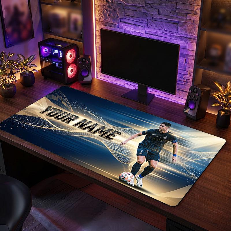 Tappetino Mouse Grande Personalizzato Cristiano Ronaldo, Stampa Testo Nome Personalizzato, Tappetino Scrivania Antiscivolo Logo Calcio Regalo Gaming