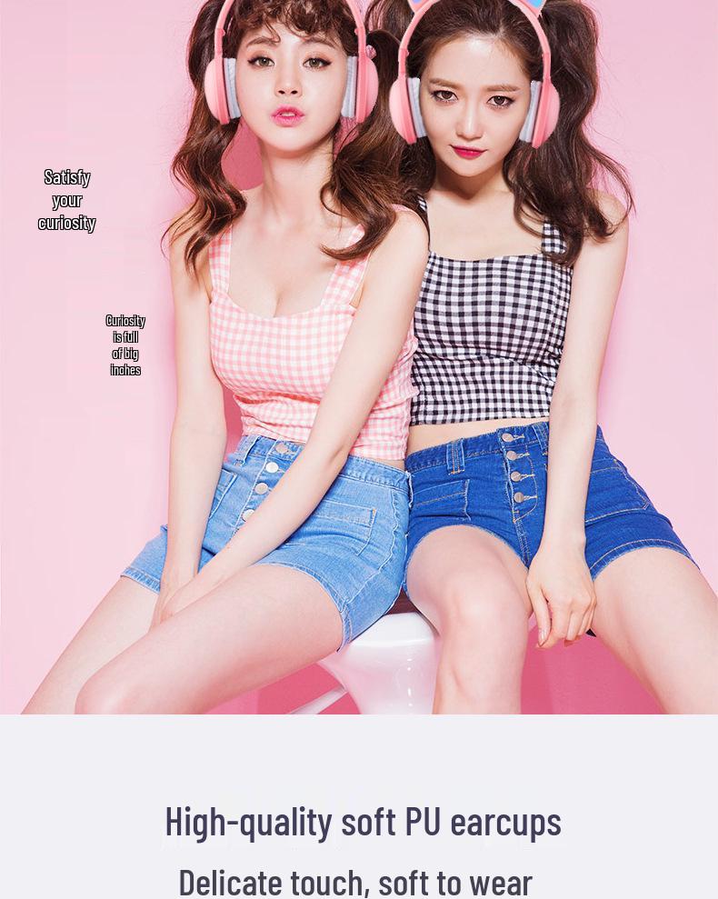 2025 S523 Luminous Cat Ears Bluetooth Headphones: Long Battery Life, No Delay, Wireless, Head-Mounted