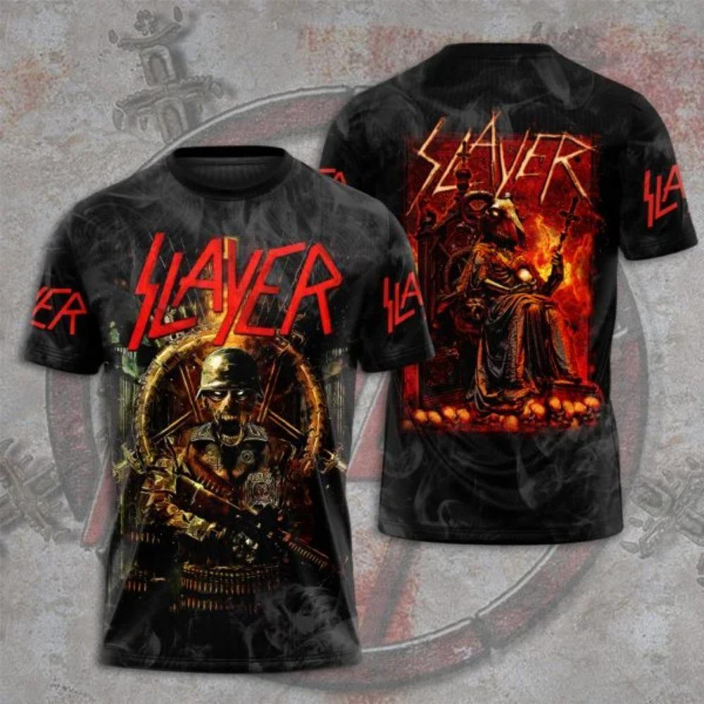 Nuova T-shirt Hip Hop Uomo/Donna con Stampa 3D della Band Metal Slayer, Maglietta alla Moda con Girocollo a Maniche Corte, Top Trendy, Abbigliamento Uomo
