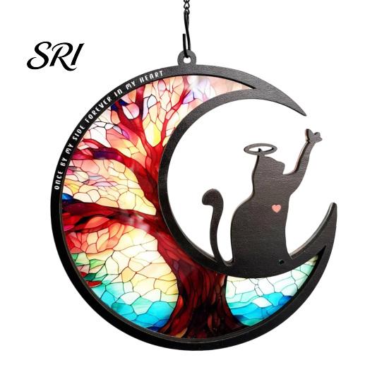 Pet Memorial Sun Catcher Acrylic Suncatcher Angel Cat Dog Panel Stained Glass Rainbow for Pets Window Hanging Ornaments Loss Sympathy Gift Lovers