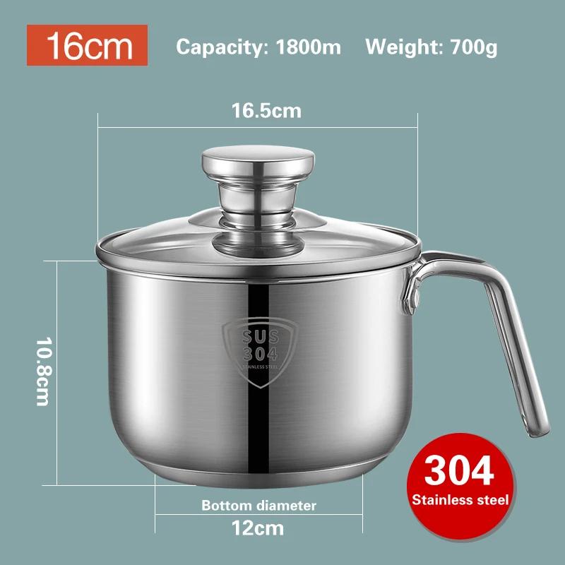 14/16cm Mini Milk Pot 304 stainless steel thickened soup pots Instant noodle pot Baby and baby complementary food pot Small pots