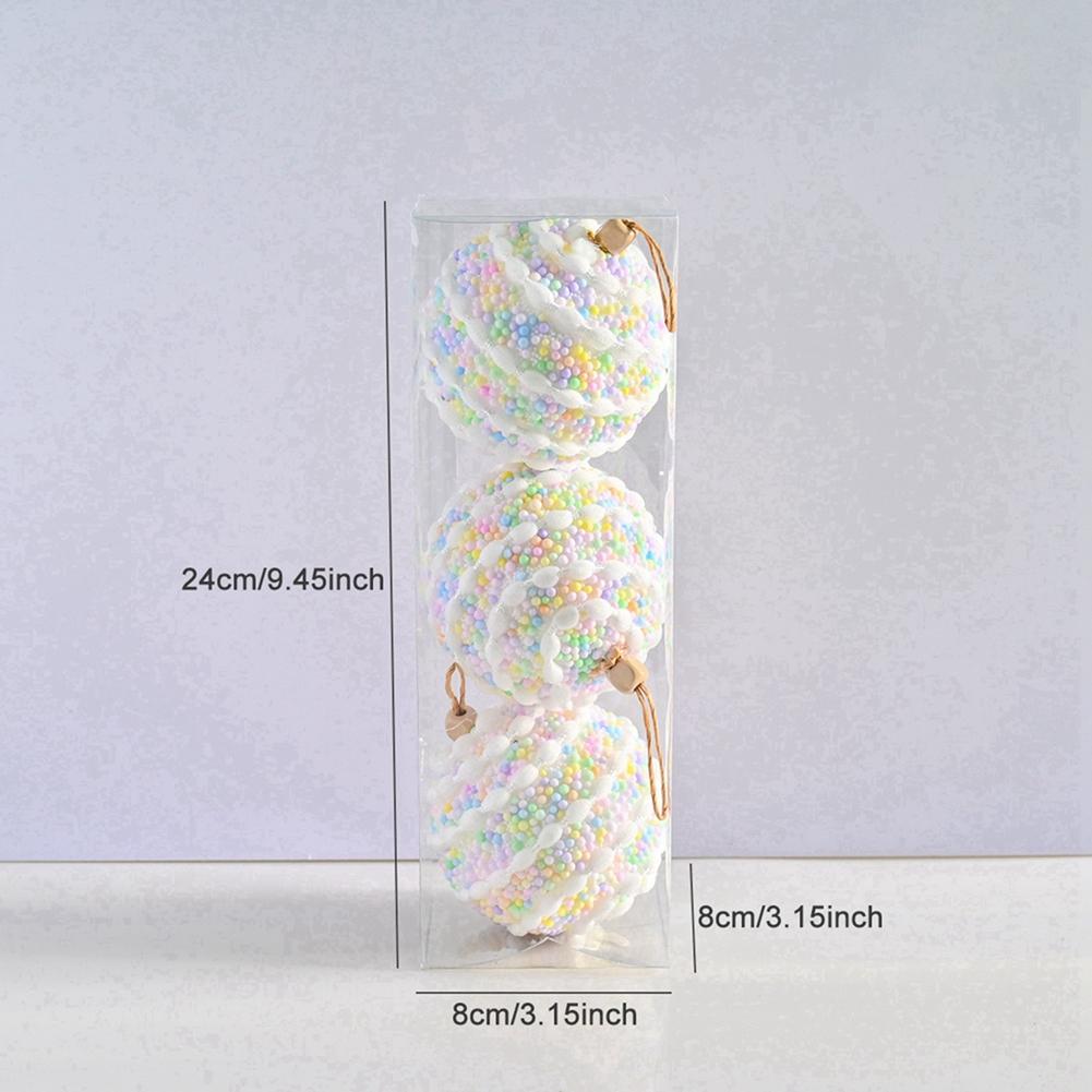 3pcs Candy Christmas Ornaments Pastel Ball Ornament Set Macaron Shatterproof Glitter Foam Balls Xmas Tree Hanging Decor