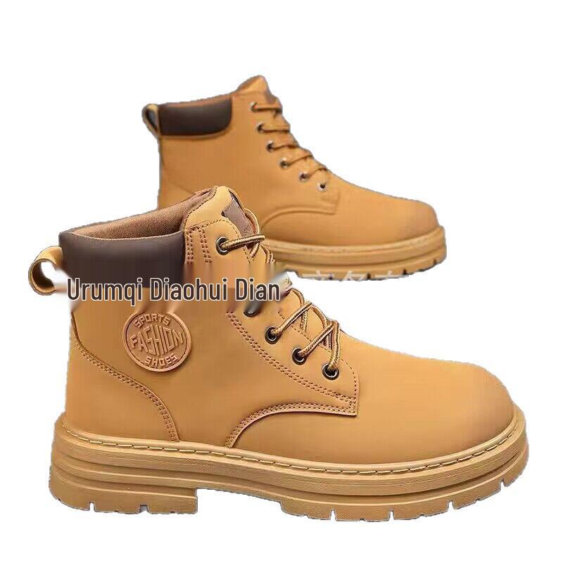 Men's Spring High-Top Work Boots - British Style, Korean-Inspired, Versatile, Trendy, Thick Sole.