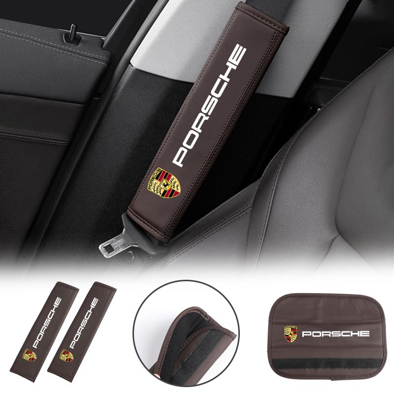 2PCS Car Seat Belt Cover Safety Belts Shoulder PadS for Porsche Panamera Spyder Carrera Macan Boxster Cayman Cayenne Accessories
