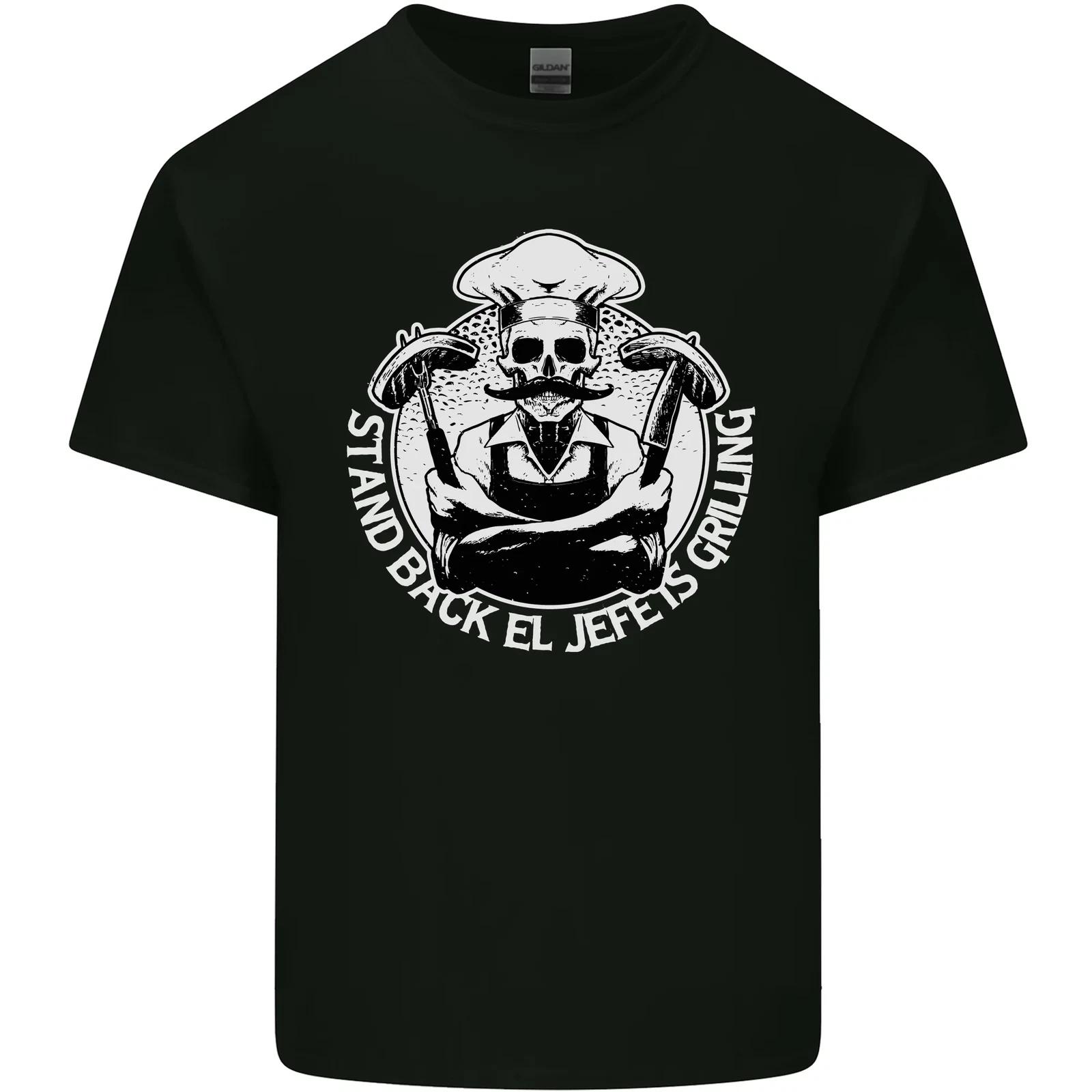 

Stand Back El Jefe is Grilling Funny Skull BBQ Kids T-Shirt Childrens 2XL