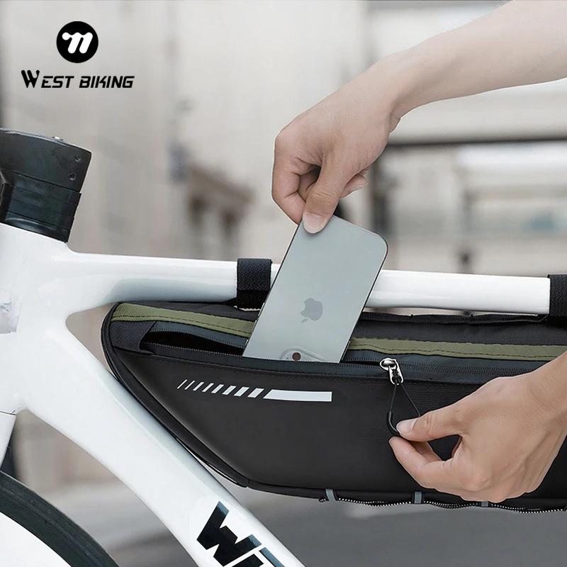 WEST BIKING Borsa da Bicicletta 2,6L Grande Capacità Borse per Attrezzi da Ciclismo Portatile Impermeabile Borsa Sotto il Tubo Superiore per Bici MTB Borsa da Custodia per Ciclismo