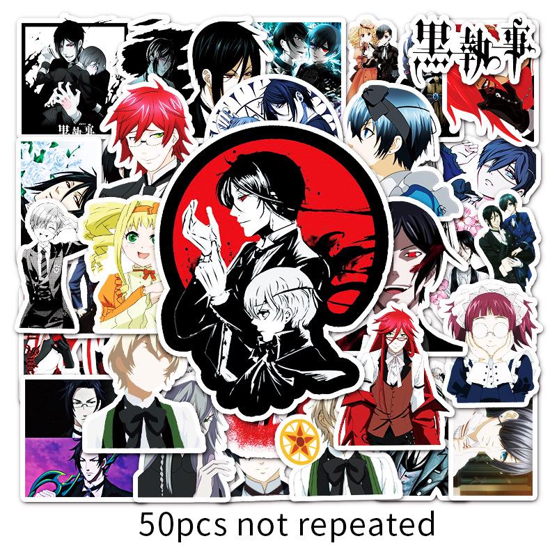 50 Anime Black Butler Cartoon Graffiti Stickers for Laptops, Suitcases, and Cars