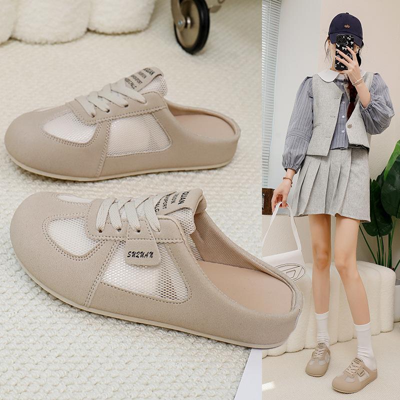 Summer New Women Mules Slippers Original Women Mesh Breathable Foot Clogs Sandals Outdoor Female Baotou Half Slipper Woman Shoes