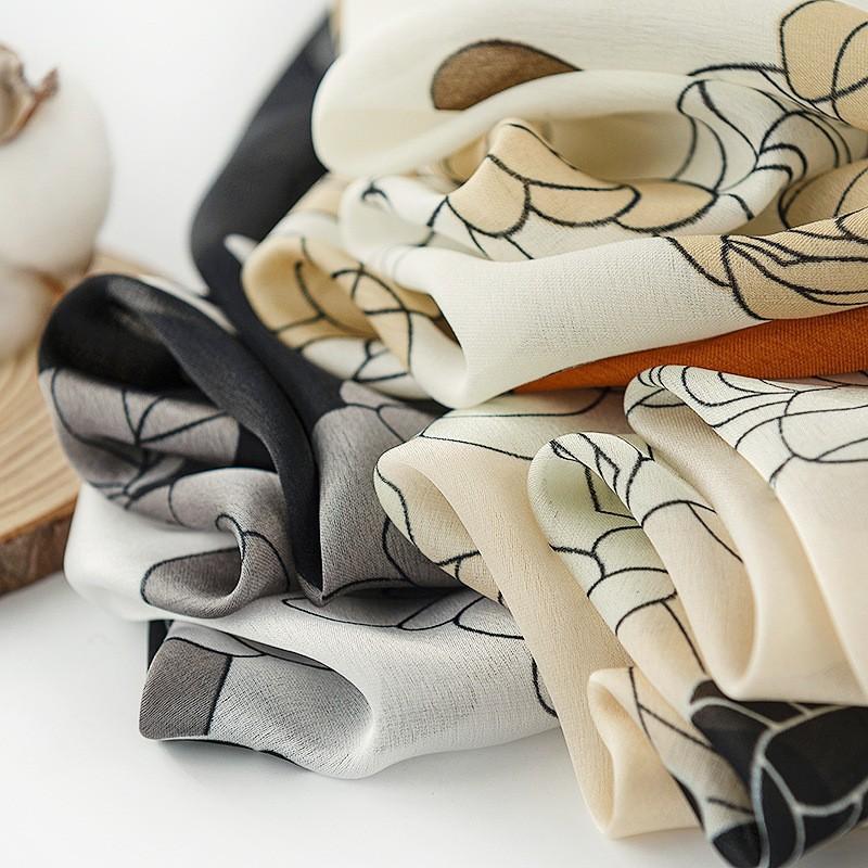 

Elegant silk scarf camellia print women s spring imitation silk scarf air-conditioned room warm sun protection shawl 90*180CM