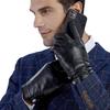 GSG Leather Cold Weather Smartphone Driving 16507 Men's Gloves, Protection, Compatible, Touchscreen, Gentleman's Gloves, Motorcycle, Winter, Black,