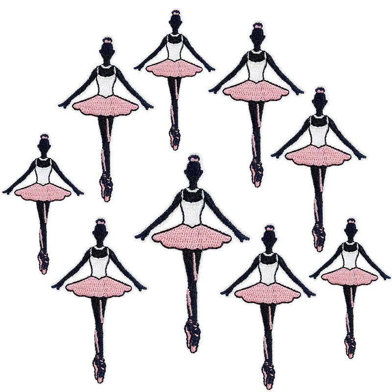 10pcs /Lots Ballet Girls /Dancing Shoes Embroidery Patch Cartoon Love Heart /Letter Patches Iron On Patches For Dance Skirt Sew Diy 
