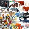 Animais Selvagens Blocos de Construção MOC Tigre Leão Elefante Urso Tubarão Águia Lobo Kit de Modelo DIY Brinquedos Educativos Presentes Para Crianças S11