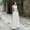 Französischer Kragen Ärmelloses Kleid Damen Sommer Temperament Taille Schlank Langes Kleid Sanftes Urlaubs Fee Kleid