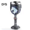 Horrible Resin Skull Head Stainless Steel Wine Cup Goblet Skull Wine Chalice Cup Gothic Halloween Decorative Whiskey Cocktail Beverage Drinking Glass