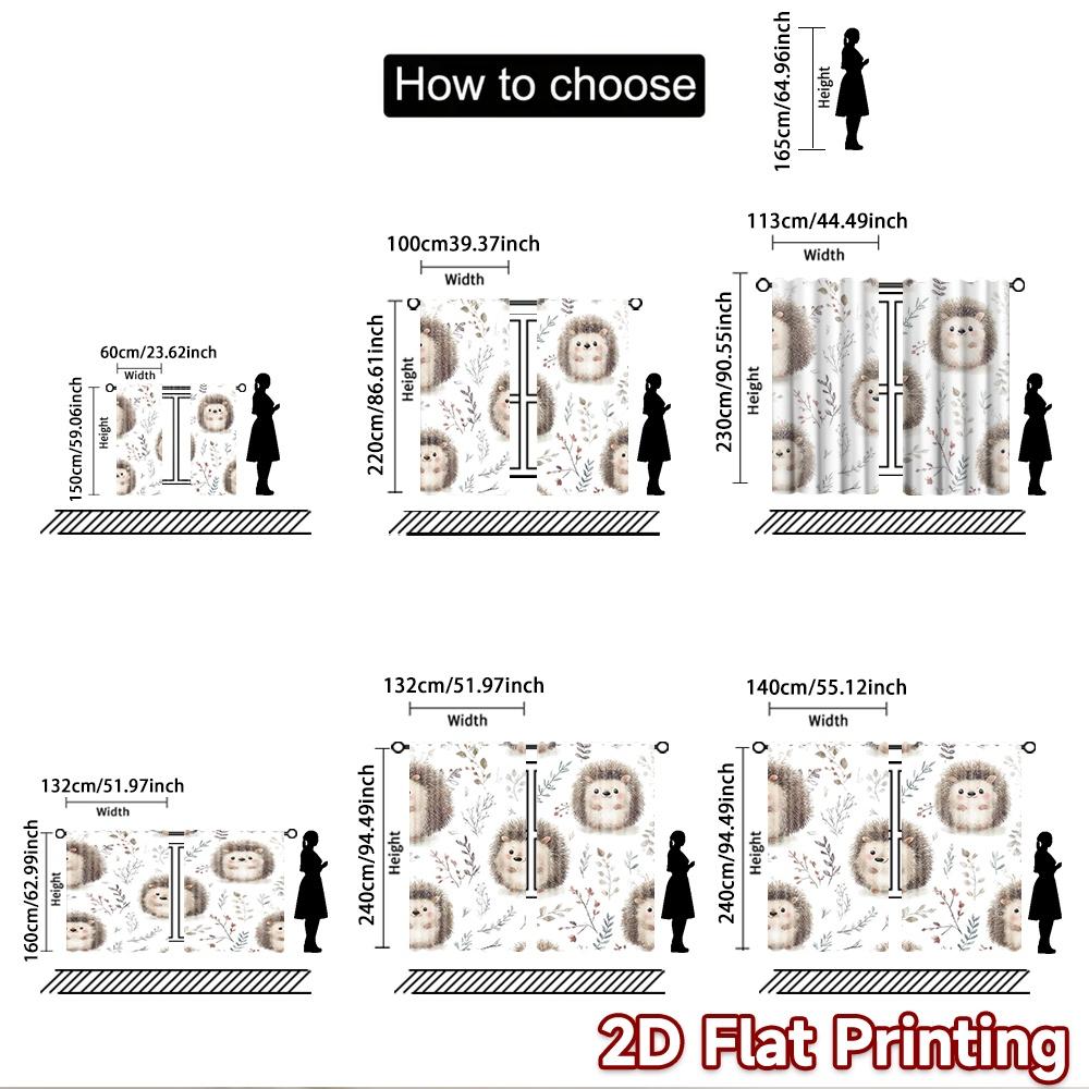 2D flat Photography Backdrop Scene Backdrop Cute Hedgehogs and Leaves 100% Polyester Festive Holiday Use for Bedroom
