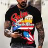 Summer Round Neck Puerto Rico Flag Pattern 3D Print Top Fashionable Casual Short Sleeved Men's T-shirts