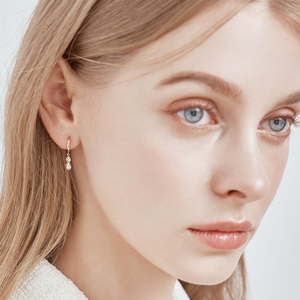 14K Double Q One-Touch Earrings GI14EE421