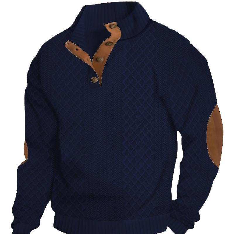 Men's Jacquard Knitted Sweatshirt for Autumn and Winter, Large Size 5XL Outdoor Casual Stand-up Collar Long-sleeved Pullover