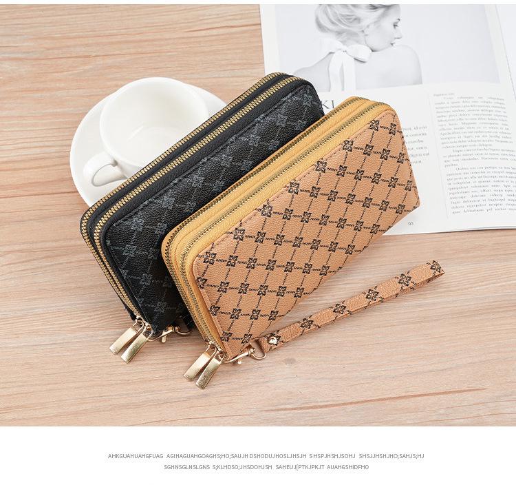 2024 Women's Fashion Wallet: European & American Style, Multi-Card Slot, Double Zipper, Phone Clutch.