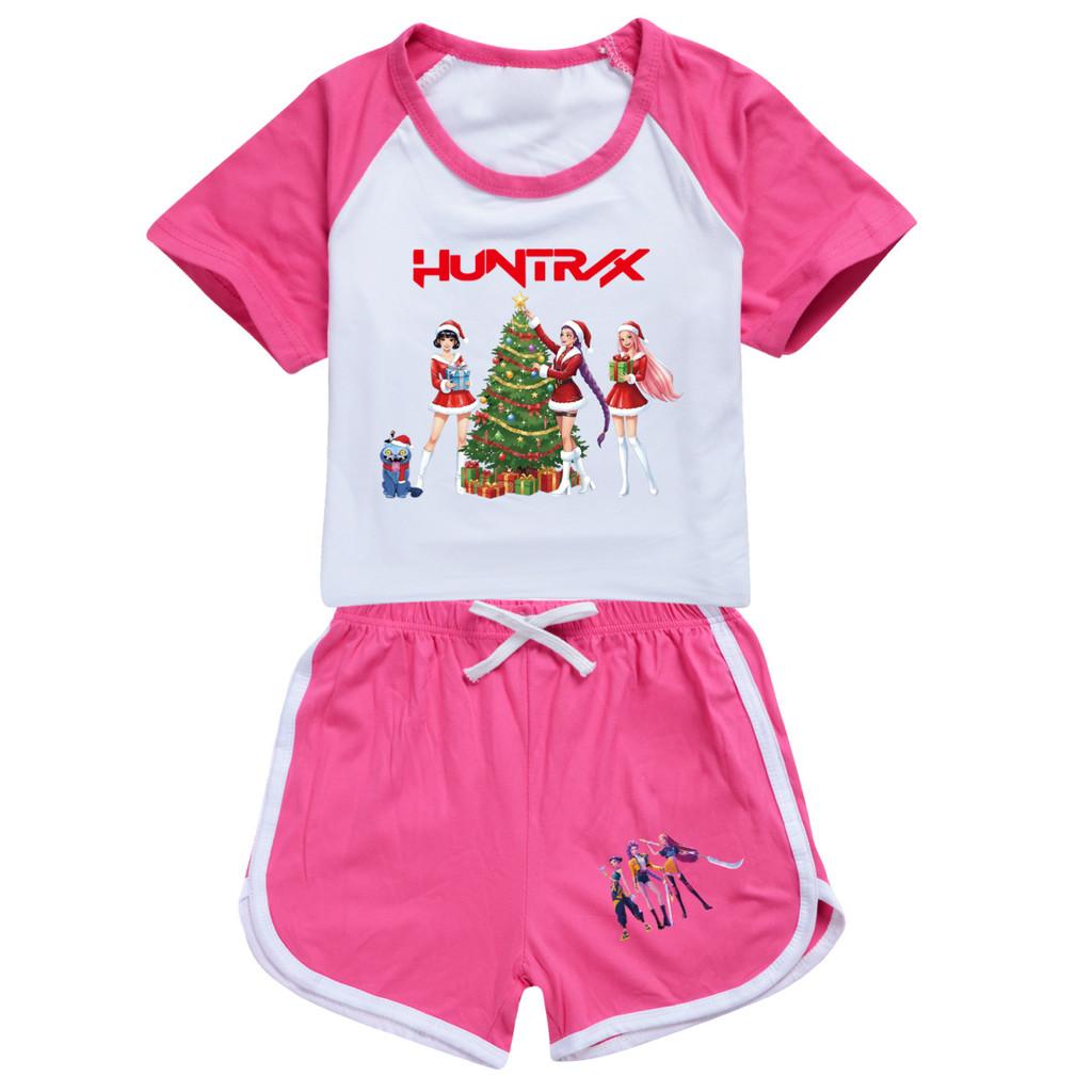 5085 Kids Girls Christmas POP Rumi Zoey Mira Print T-shirt Shorts Sport Tracksuit Clothes Set