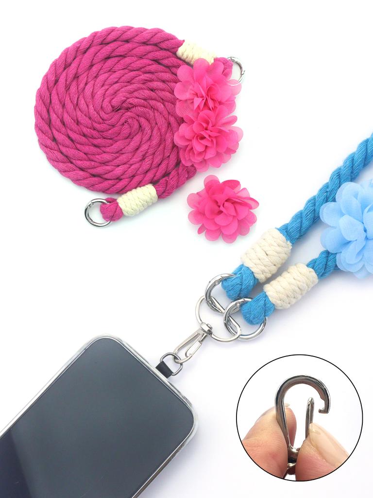 Handcrafted, Colorful Phone Lanyard Adjustable Floral Accessories Pendant Camera Backpack Pendant Phone