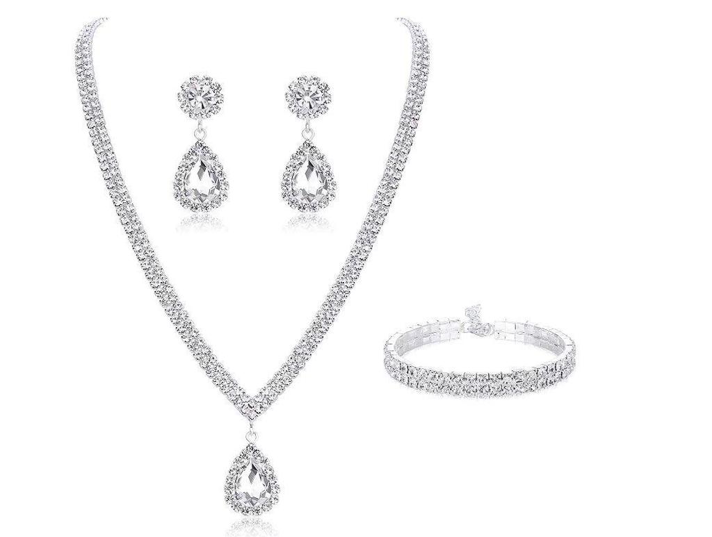 European & American Floral Zircon Necklace: Elegant Bridal Jewelry Set for Weddings & Banquets