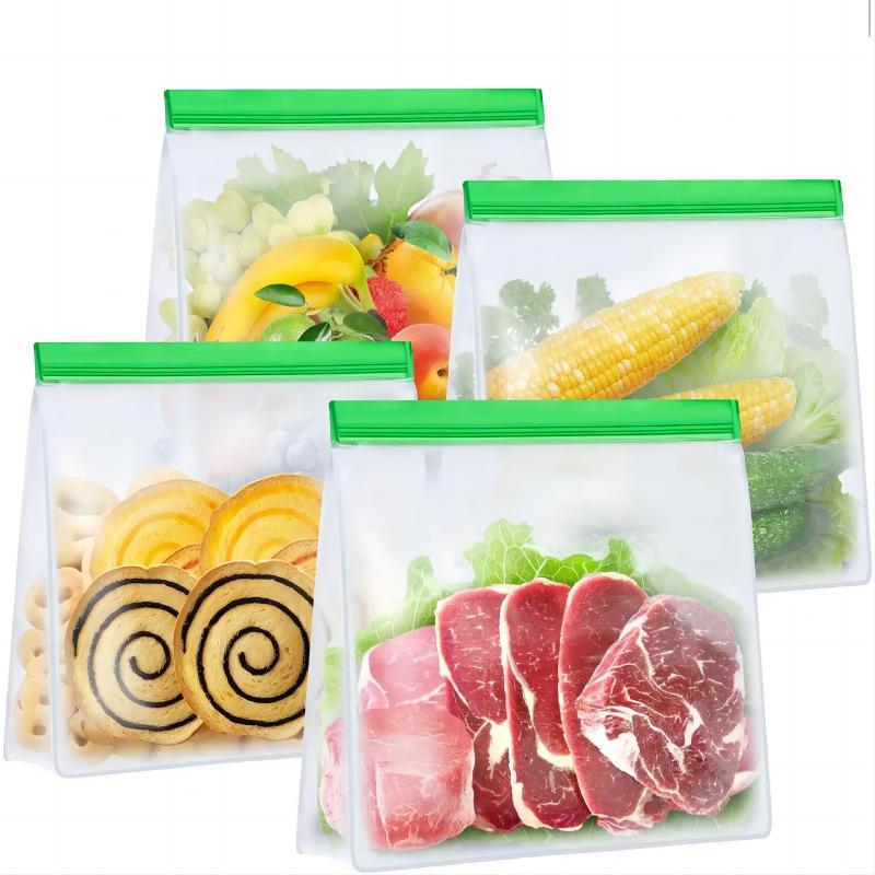 3Pcs Reusable Food Storage Bags - Dishwasher Safe Freezer Bags, BPA Free Reusable Bags Silicone, Leakproof Reusable Lunch Bag