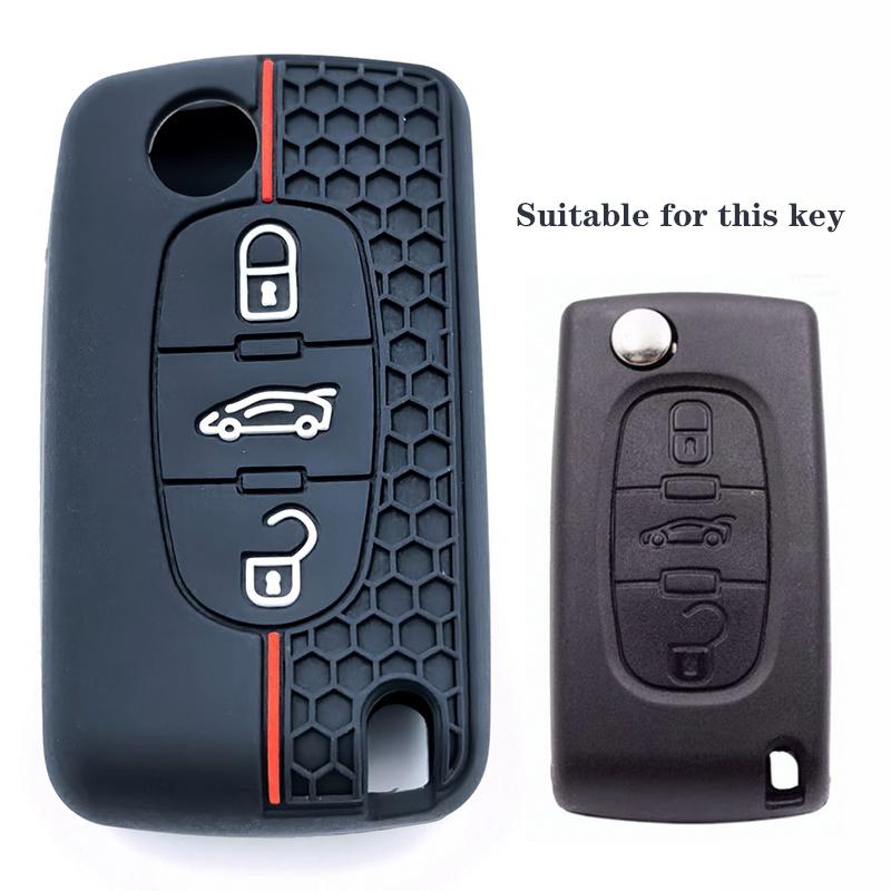 

New Silicone Car Key Case Cover Keychain Fob Shell For Citroen C2 C3 C4 C5 C6 Xsara Berlingo For Peugeot 207 307 308 407 607 807