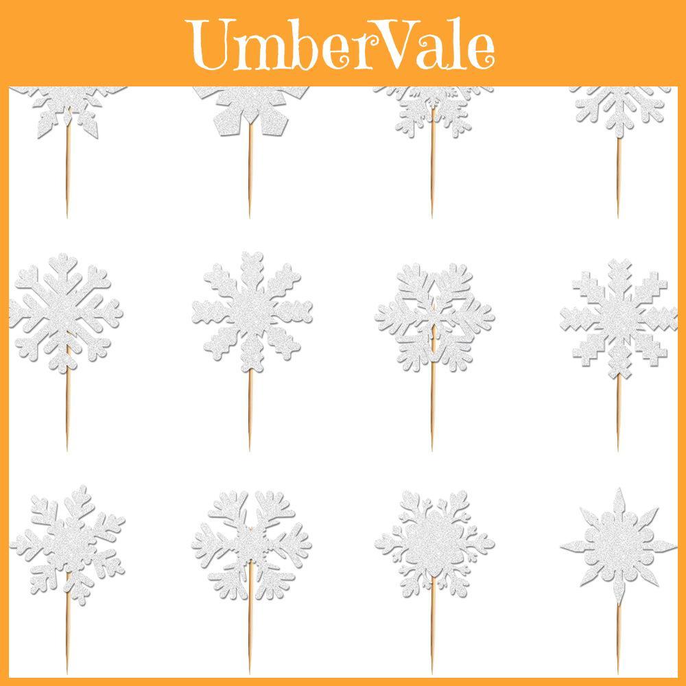 Christmas Snowflake Cake Embellishments With Shining Design For Winter Party Supplies